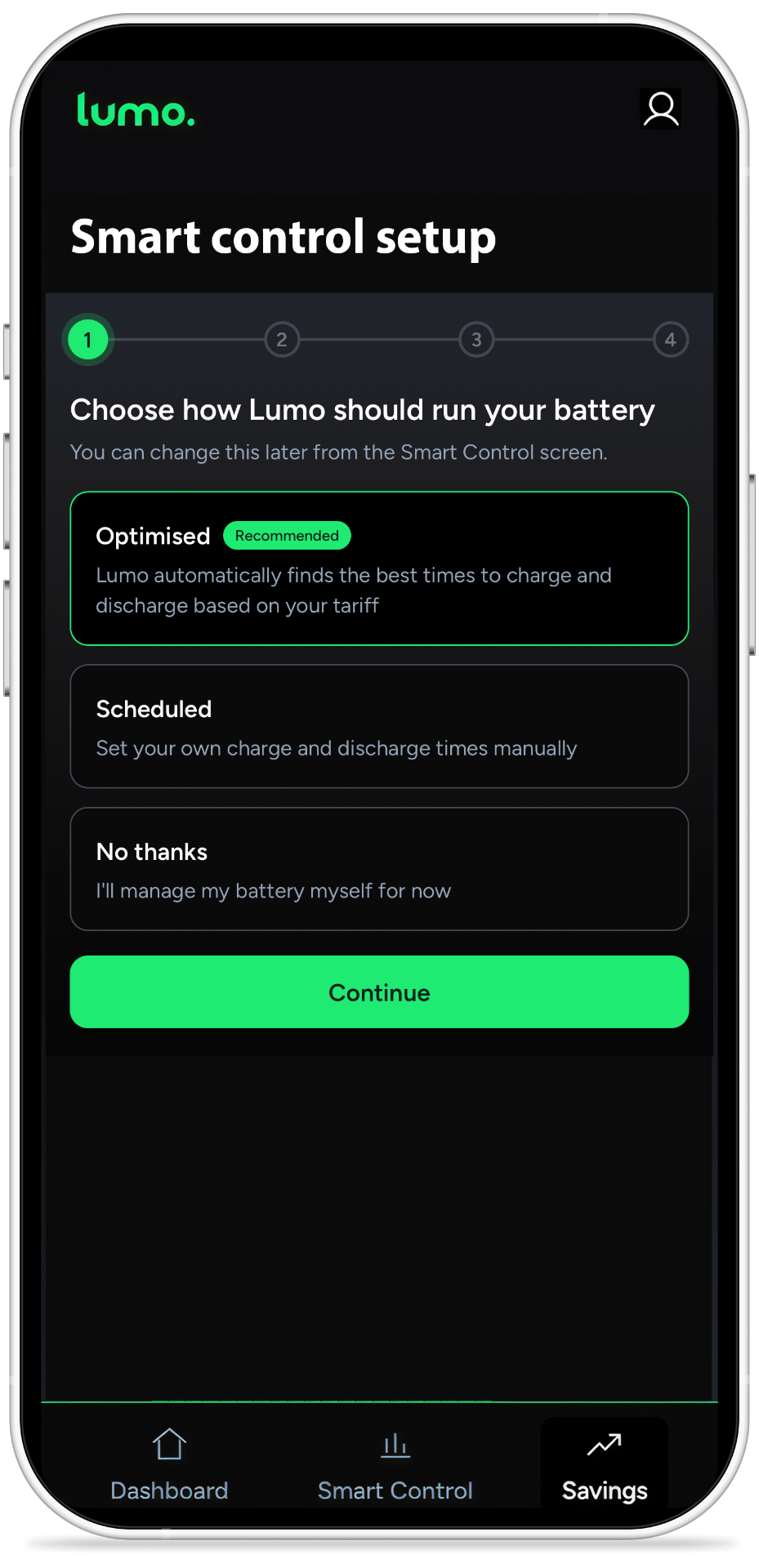 Lumo app — switch on smart control