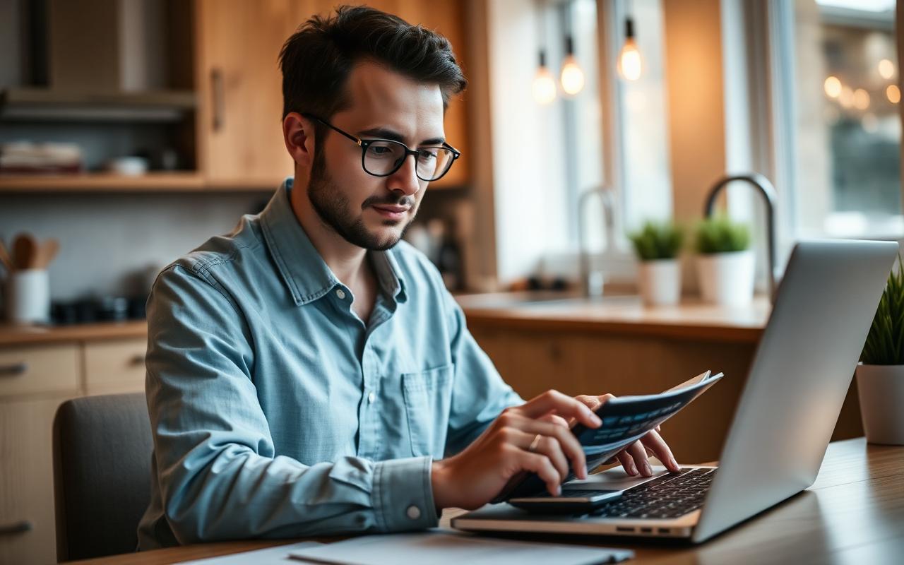 Person reviewing UK energy bill at a kitchen table