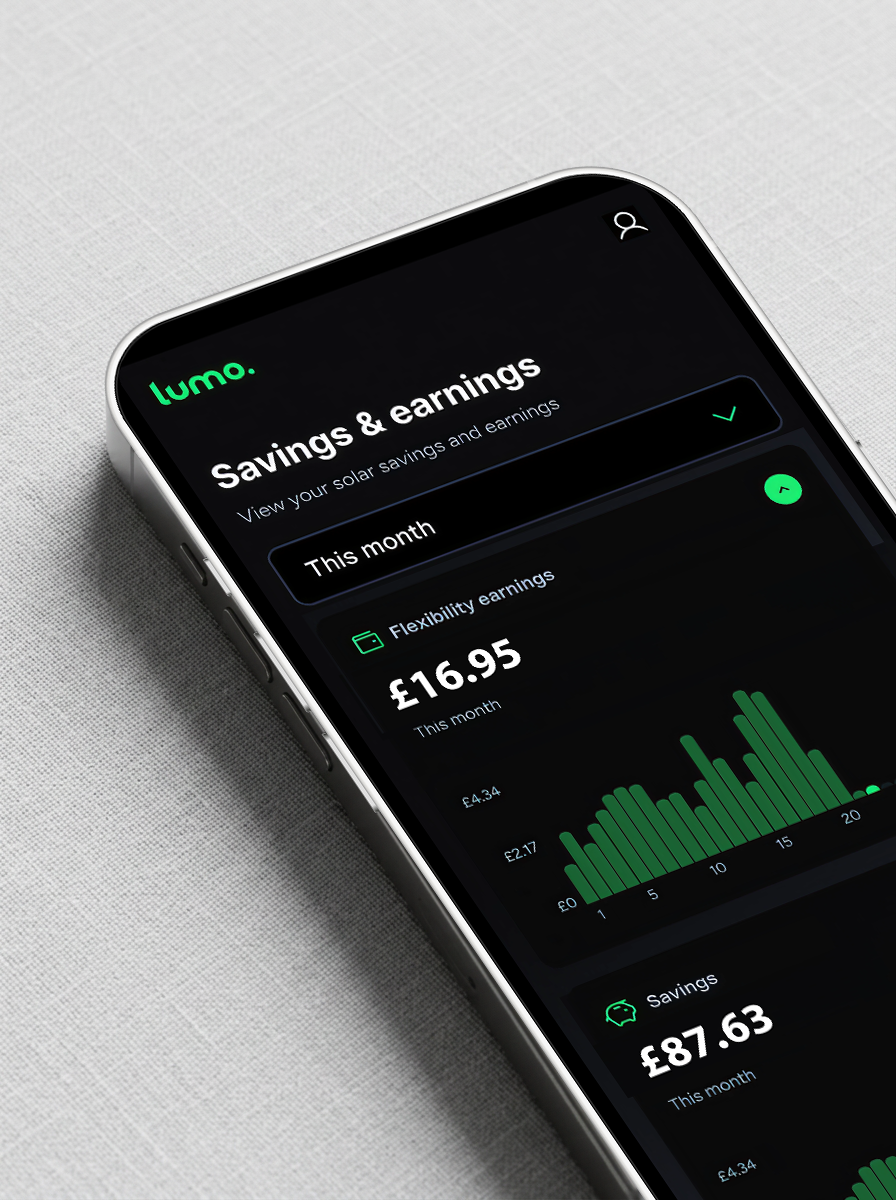 Close-up of the Lumo app showing flexibility earnings
